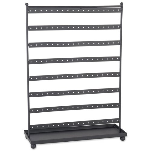 DII Home Traditions Z02013 Earring Organizing Wire Metal Jewelry Tower or Stand with Tray, 16.5" Tall, Black