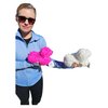 Zugar Land Soft Shaggy Puffer Dog Toy (1 Pink) (8" x 5") Filled with air for a Fun Squishy Stretchy Fidget Experience. Blue, Pink, White. (1 Pink)