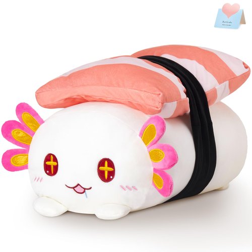 CozyWorld 20‘’ Axolotl Plush Pillow Cute Axolotl Stuffed Animal Kawaii Soft Sushi Plush Pillow Toy Food Huge Squishy Plushie Home Room Decoration Birthday Gift for Kids Girls Boys