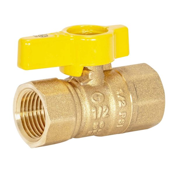 Eastman 1/2 Inch FIP Straight Gas Ball Valve with 1/4-Turn Handle, Brass Plumbing Fitting, 60009