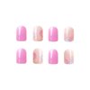 24Pcs Colorful Flower Press on Nails Short Square Fake Nails Spring Press on Nails Light Pink Acrylic Nails Full Cover Glossy False Nails for Women and Girls Stick on Nails Spring Summer Nail Art