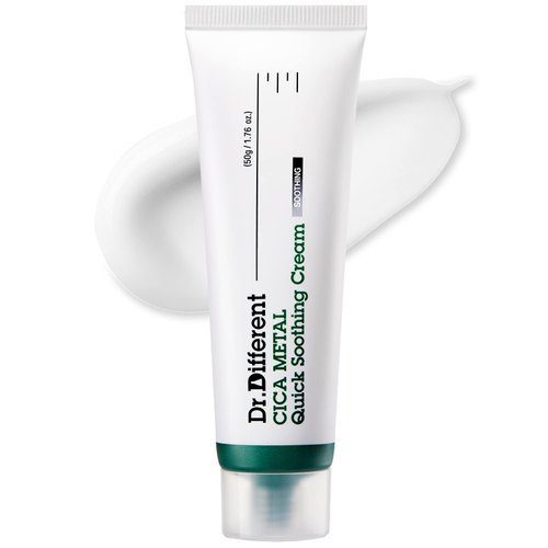 Dr. Different Cica Metal Quick Soothing Cream – Calming & Refreshing Face Cream with Centella Asiatica, Copper & Zinc - Relieves Redness & Sensitivity - For Oily and Blemish Skin, 1.69oz.
