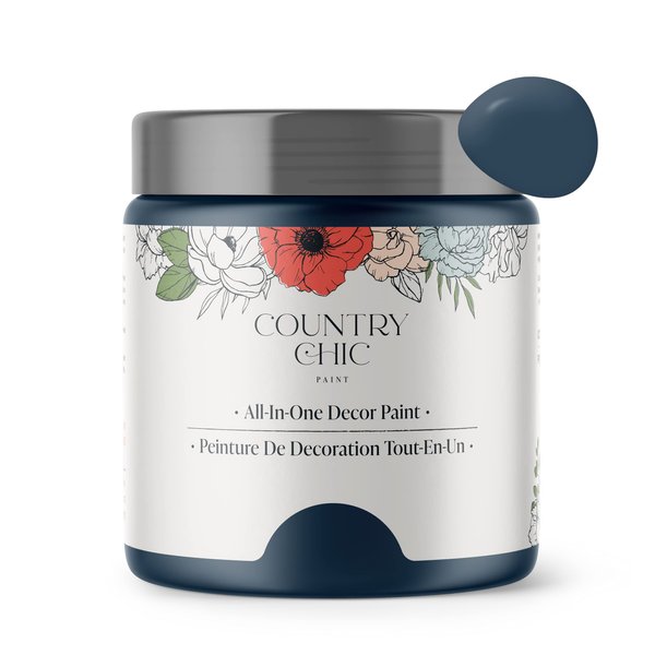 Country Chic Paint - Chalk Style All-in-One Paint for Furniture, Home Decor, Cabinets, Crafts, Eco-Friendly, Matte Paint, Starstruck [Navy Blue] Sample 4oz