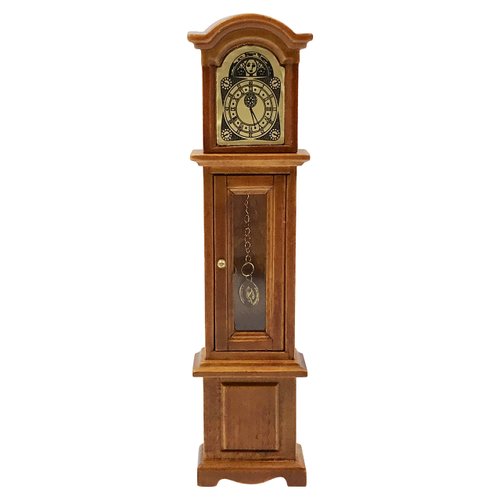 Dollhouse Miniature 1:12 Scale Walnut Grandfather Clock #T6317