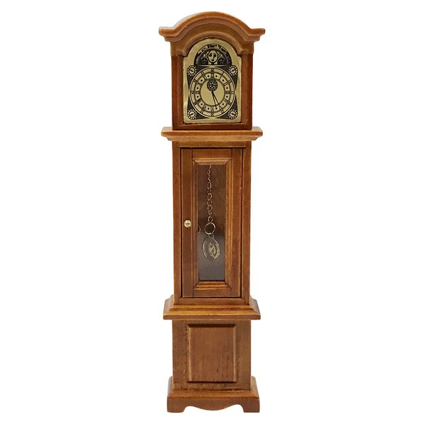 Dollhouse Miniature 1:12 Scale Walnut Grandfather Clock #T6317