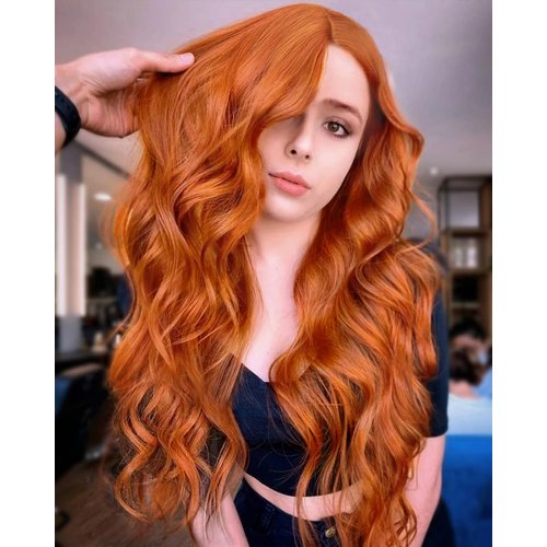 Amnenl Orange Wig for Women Long Ginger Orange Wig Curly Wavy Natural Synthetic Wigs for Cosplay ...