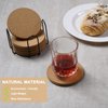 8 Pcs Drink Coasters with Holder, Thicker Cork Coasters for Drinks Absorbent for Coffee Table Wooden Coaster Set Tabletop Protection Cup Mat Bar Kitchen Living Room House Home Decor Housewarming Gift