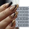 Simple Lines Nail Stickers for Nail Art 6Sheets French Tip Nail Art Stickers Curved Stripe Nail Supplies Crystal Diamond Nail Design Sticker French Gold Silver Line Nail Decals for Nail Art Decoration