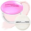 ABOUT TONE Glow Powder Pact 0.28oz - Shining Tone-Up Pressed Powder Compact with Mirror and Puff Natural Peach Pearl Shimmery Blur Finish Face Makeup Setting Finishing Transparent Sebum Control Vegan