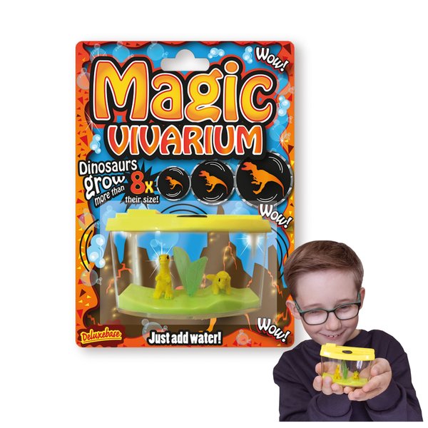 Magic Vivarium - Dinosaurs from Deluxebase. Grow Your Own Dinosaur Fish Tank. Fish Tank Kit with Water Activated Dinosaur Toys. Great Aquarium for Novelty Educational Toys and Kids Party Favors.