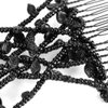 Pearl Hair Clips and Combs Set - Elastic Stretch Double Clips, Magic Combs, DIY Hair Styling Tool (Black)