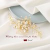 Heread Leaf Bride Wedding Hair Comb Crystal Bridal Hair Accessories Pearl Hair Piece for Women and Girls (C Gold)