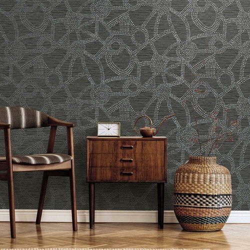 RoomMates RMK12234PL Nikki Chu Gray and Metallic Silver Amhara Peel and Stick Wallpaper