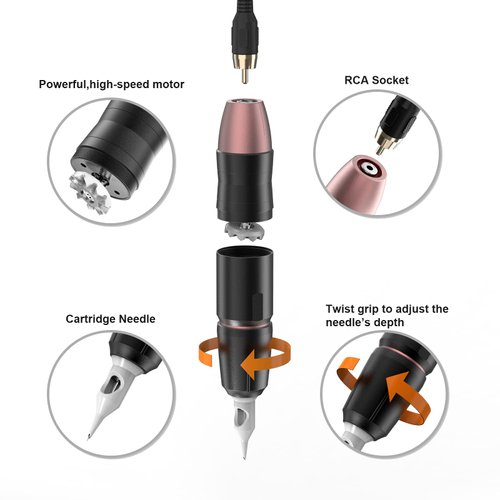 Tattoo Gun,Solong Anti-fatigue Mode Power Supply Professional Tattoo Kits with 5pcs Tattoo Table Covers Clean Pads Rotary Tattoo Gun Starter Kit with 20pcs Tattoo Cartridge Needles