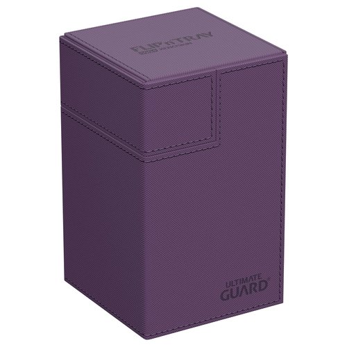 Ultimate Guard Flip 'n' Tray 100+, Deck Case for 100 Double-Sleeved TCG Cards +Dice Tray, Purple, Independent Magnetic Closure & Microfiber Lining