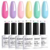 RARJSM Cotton Candy Gel Nail Polish Kit, Pastel Gel Polish Macaron Colors Collection Pink Purple Yellow Green Blue Nail Polish Set, 6PCS 7.5ML Spring Summer Color Gel Nail Polish,Curing Required