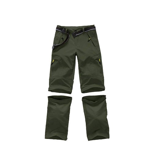 Asfixiado Boys Cargo Pants, Kids Girls Outdoor Quick Dry Waterproof UPF 50+ Hiking Climbing Convertible Trousers #9017 Army Green-XS