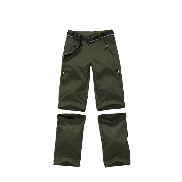 Asfixiado Boys Cargo Pants, Kids Girls Outdoor Quick Dry Waterproof UPF 50+ Hiking Climbing Convertible Trousers #9017 Army Green-XS
