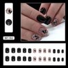 CEWEWP Black Short Press On Nails, 24Pcs Short Square Fake Nails with Black Vines and Dark Butterfly Designs False Nails with Designs Full Cover Acrylic Nails Stick Glue On Nails for Women Girls
