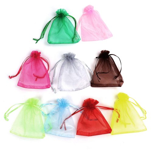 Lautechco 100Pcs Organza Bags 4x6 inches Mixed Color Random Color Organza Gift Bags Small Mesh Bags Drawstring Gift Bags Christmas Drawstring Organza Gift Bags (4x6 inches Mixed Color Random Color)
