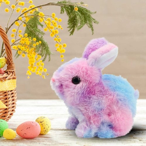 Easfan Walking Bunny Stuffed Animal Interactive Jumping Rainbow Rabbit Talking Hopping Tail Waggi...