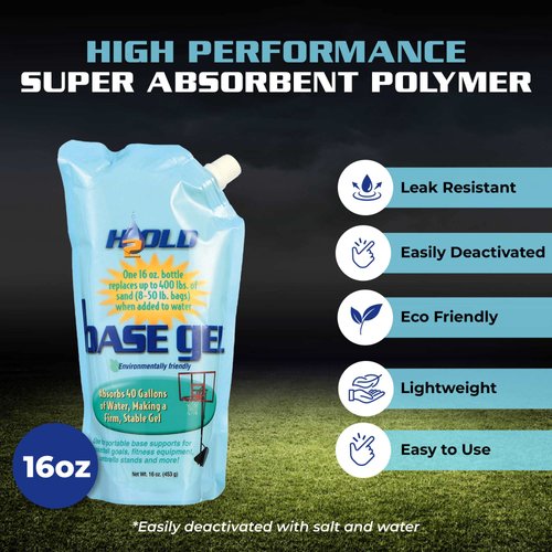 BaseGel Polymer for Basketball Goal and Outdoor Indoor Sign Hoops Bases, Perfect Replacement for Sand and Sandbags to Anchor Portable Sports Pools Baskets, Easy to Use and Apply with Water, 16 oz