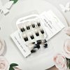 24 Pcs French Tip Press on Nails Short Coffin Black White Gradient Fake Nails with Design Full Cover Glossy Glue on Nails Reusable Artificial Nails for Women Girls Nail Decoration