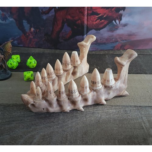 Dragon Fang Dice Set with Jawbone Stand Dungeons and Dragons