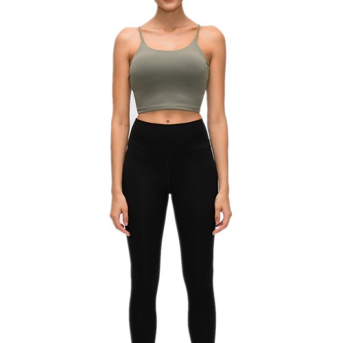 Lemedy Women Padded Sports Bra Fitness Workout Running Shirts Yoga Tank Top (M, Olive Green)