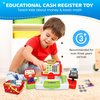 Kids Cash Register with Card Scanner and Credit Card - Toddler Electronic Toy Pretend Play Grocery Supermarket Cashier Playset with Barcode Scanner-Grocery Play Cash Register Toy for 3 Years and More