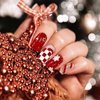 22pcs Semi Cured Gel Nail Strips Christmas Red White Snowflakes Holiday Gel Nail Wraps Including Nail File Wood Stick (Red)