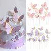 AUOCATTAIL 20 Pcs Butterfly Cake Topper 3D Pink & Purple Butterfly Cupcake Topper for Girls Women Happy Birthday Cake Wedding Party Food Decorations Supplies