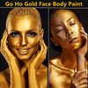 Go Ho Metallic Gold Face Body Paint Washable(2.37 oz),Water Based Cream Gold Face Paint,Gold Body Paint for SFX Cosplay Costumes Festivals Halloween Makeup