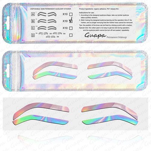 Airbrush Brows Shaping Guides Stickers, Rainbrow Eyebrow Tint Tape Stencils with High Arch/Medium Arch/Flat Brow Options (B-10Pairs per bag)