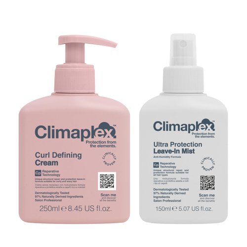 Climaplex Curl Defining Cream, Ultra Protection Leave-In Mist Set - Volumizing - Anti-Humidity Frizz Control - Protects and Restructures Hair - 2 pcs