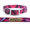 Outdoor Dog Supply's 1" Wide Pattern D Ring Dog Collar Strap with Custom Brass Name Plate (21" Long, Pink Camo)