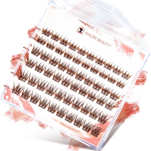 Ehszm Beauty Upgraded,Brown Lash Clusters Hybrid 10-14mm D Curl (10 12 14),Brown Eyelash Clusters Natural, Ultra-Soft Individual Lashes.No Plastic Feel,Thin Band,New Comfort - Mercury Style