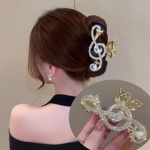 Gold Music Note Hair Clip, Metal Claw Clips for Women Girls Musical Score Hair Design Hair Accessories Strong Hold Jaw Clips for Thick Hair