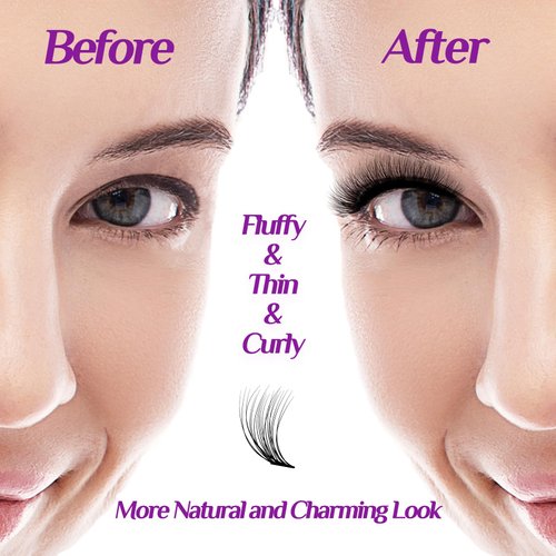 Lash Clusters DIY Eyelash Extension: Mega Volume C D Curl Individual Lashes 150PCS - Eyelash Clusters Extensions 20D Wispy Natural Look False Lashes Cluster Fake DIY at Home 9-16mm by Risute