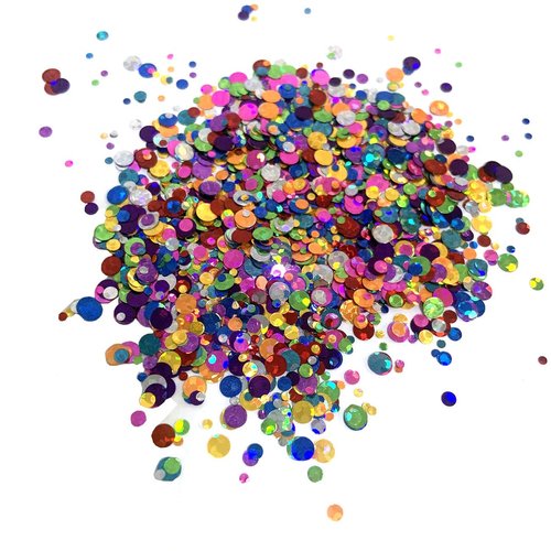 Foluvinzzis Shape Glitter, 2oz Dots Mixed Chunky Glitter Circle Colorful Nail Sequin for Tumblers, Nails, Resin, Cosmetics (Dots Mix)