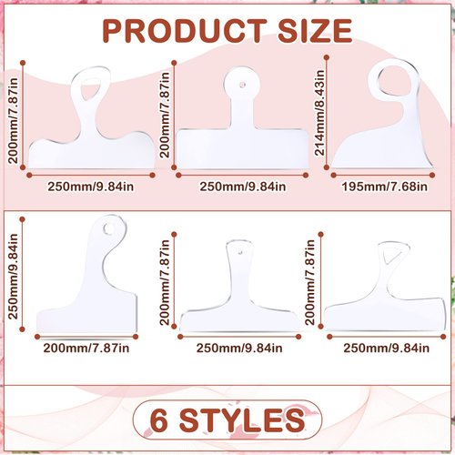 Frienda 6 Pcs Charcuterie Board Template Acrylic Router Template Cutting Board Template for Woodworking Thick Handle Template with 3 Pens Angled Curvy Stencils Guide Tools for Kitchen(Classic)