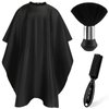 NICEMOVIC Hair Cutting Barber Cape with Neck Duster Brush and Barber Brush, Professional Barber Accessories Cleaning Supplies for Salon Haircut Styling (Black)