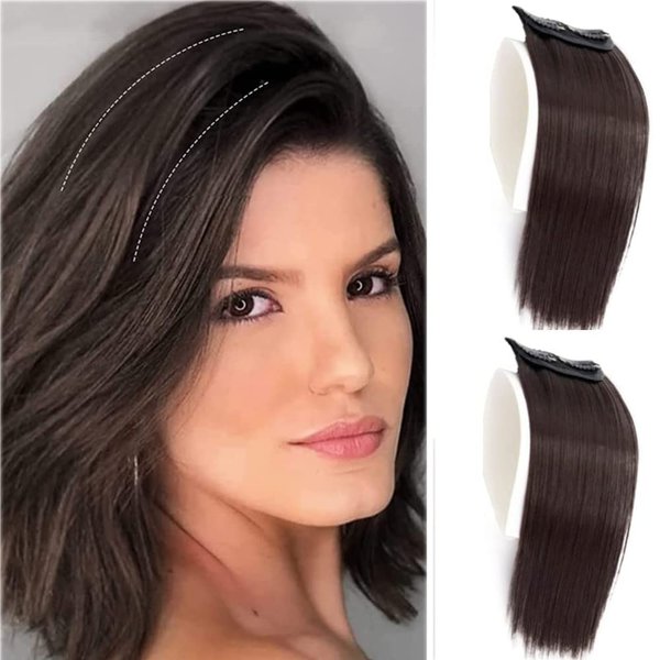 2 PCS Thick Hairpieces Clip in Hair Extensions Synthetic Invisible Seamless Hair Pads Adding Extra Hair Volume for Thinning Hair Women Brown Black