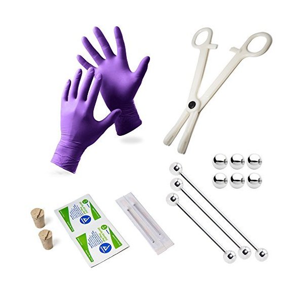 BodyJewelryOnline 18PCS Industrial Piercing Kit,Industrial Bar Piercing 14G Industrial Earring Surgical Steel Industrial Barbell Cartilage Piercing Scaffolding Jewelry Piercing Needles Kit