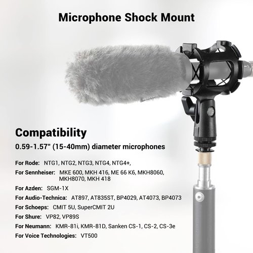 SmallRig Microphone Shock Mount with Cold Shoe Pinch for Camera Shoes and Boompoles 1859