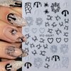 8 Sheets Halloween Nail Art Stickers Decals Spider Web Nail Stickers 3D Self-Adhesive White Black Gold and Silver Glitter Spider Web Designs Nail Decals Decorations for Women Halloween Nail Charms