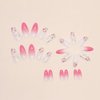 24Pcs Almond Press on Nails Medium Cute Flowers Fake Nails Spring Pink Gradient False Nails Glossy Full Cover Acrylic Nails Reusable Natural Stick on Nails with Glue for Women DIY Manicure Decoration