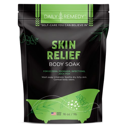 DAILY REMEDY Skin Relief Body Soak - for Psoriasis/Eczema Relief, Dry Itchy Skin - Natural Dead Sea Salt, Epsom Salts, Tea Tree/Lavender Essential Oil and more (16 Oz)