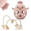 Baby High Chair Suction Toys Teething Chew - Baby Table Toys, Baby Teething Toys Silicone Teethers, Food Grade Silicon for 6 12 18 Months (Beige Rosepink)