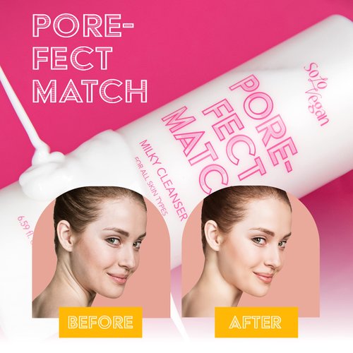 SoloVegan Pore-fect Match Milky Face Cleanser Korean Cleanser Face Wash Cleansing Milk Face Wash